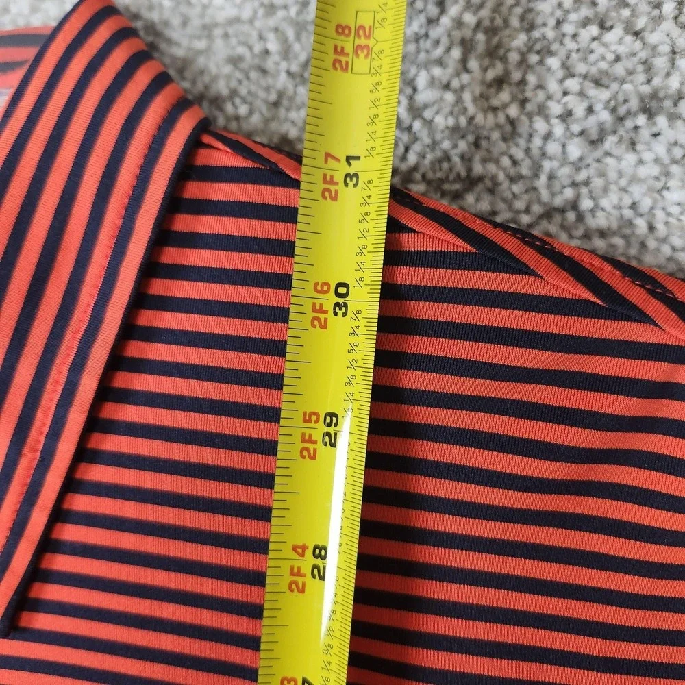 RLX Ralph Lauren Polo Shirt Mens Large Red Navy Striped Stretch Performance Golf